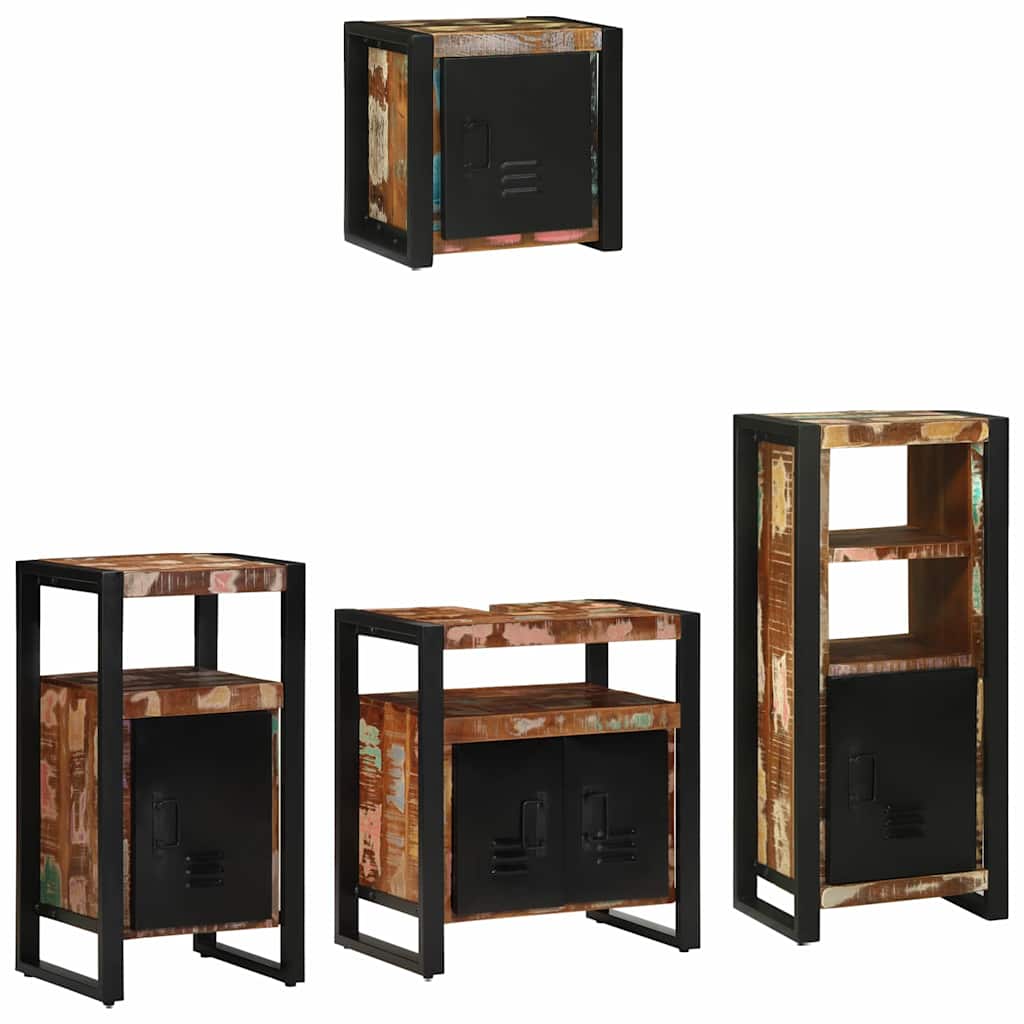 vidaXL Bathroom Furniture Set with Drawer 4 pcs Solid Reclaim Wood