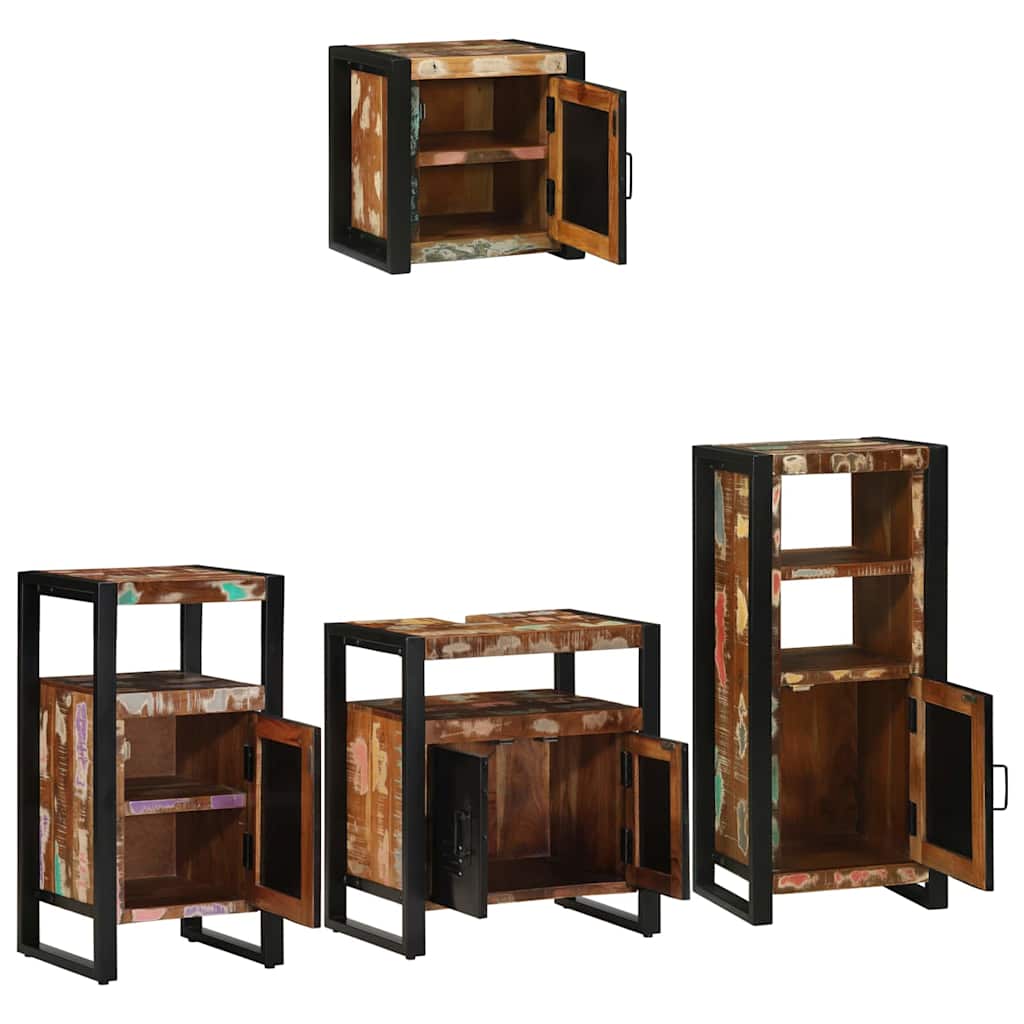 vidaXL Bathroom Furniture Set with Drawer 4 pcs Solid Reclaim Wood