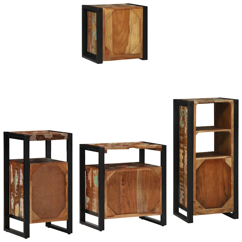 vidaXL Bathroom Furniture Set with Drawer 4 pcs Solid Reclaim Wood