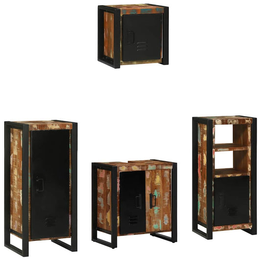 vidaXL Bathroom Furniture Set with Drawer 4 pcs Solid Reclaim Wood