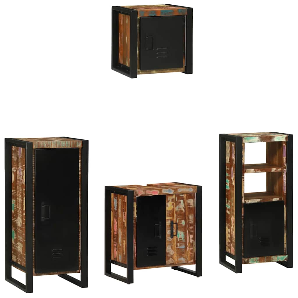 vidaXL Bathroom Furniture Set with Drawer 4 pcs Solid Reclaim Wood