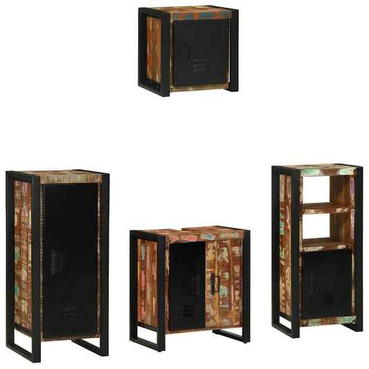 vidaXL Bathroom Furniture Set with Drawer 4 pcs Solid Reclaim Wood