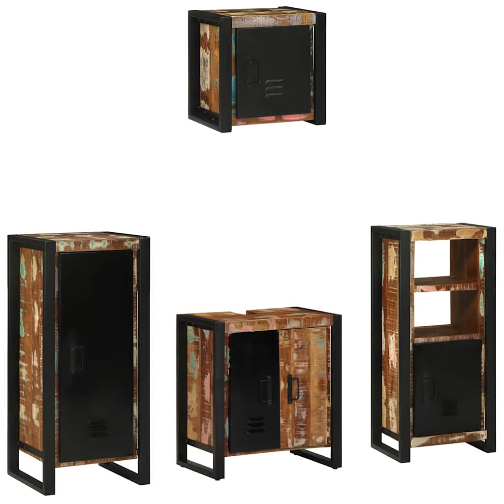 vidaXL Bathroom Furniture Set with Drawer 4 pcs Solid Reclaim Wood