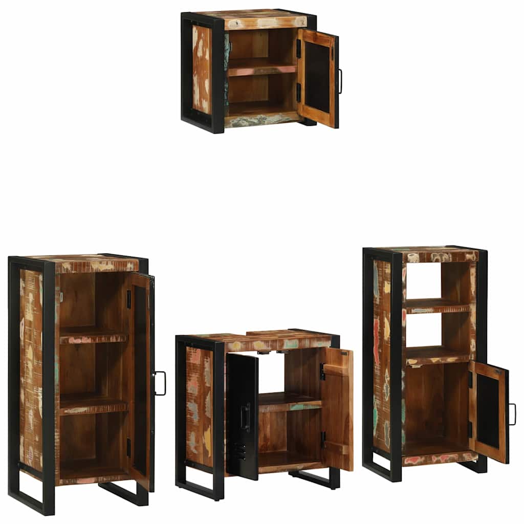vidaXL Bathroom Furniture Set with Drawer 4 pcs Solid Reclaim Wood