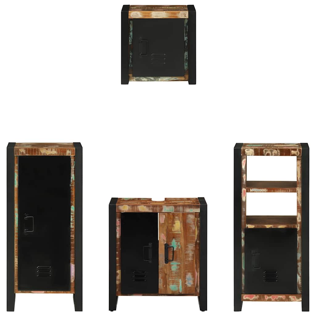 vidaXL Bathroom Furniture Set with Drawer 4 pcs Solid Reclaim Wood