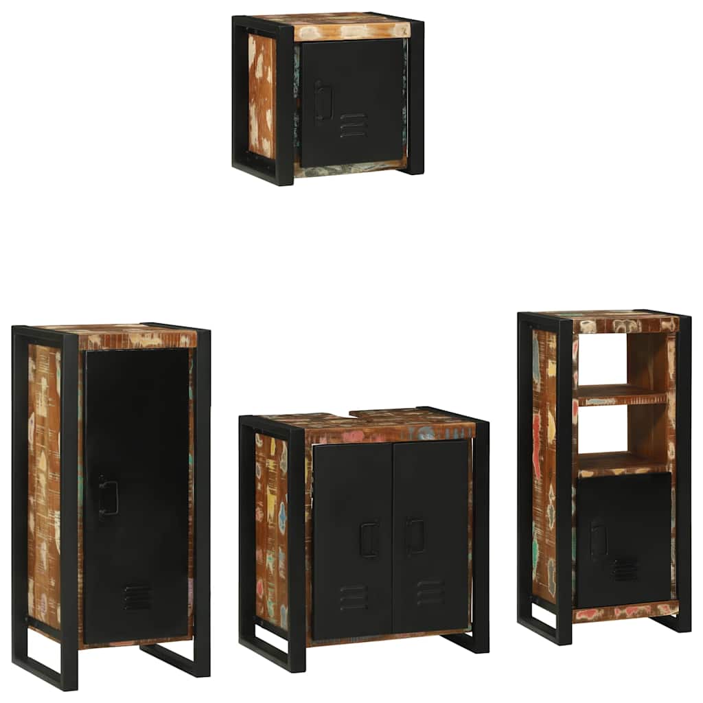 vidaXL Bathroom Furniture Set with Drawer 4 pcs Solid Reclaim Wood