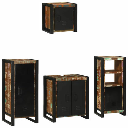 vidaXL Bathroom Furniture Set with Drawer 4 pcs Solid Reclaim Wood