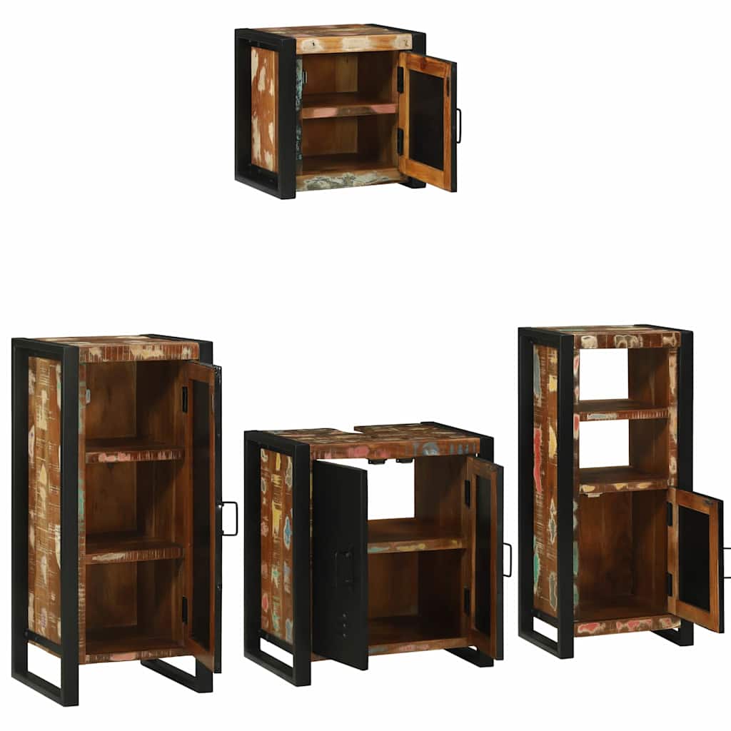 vidaXL Bathroom Furniture Set with Drawer 4 pcs Solid Reclaim Wood