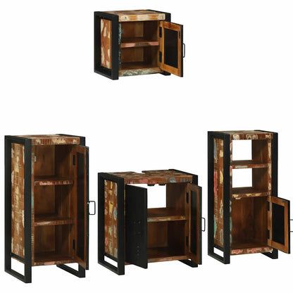vidaXL Bathroom Furniture Set with Drawer 4 pcs Solid Reclaim Wood