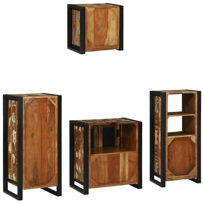 vidaXL Bathroom Furniture Set with Drawer 4 pcs Solid Reclaim Wood