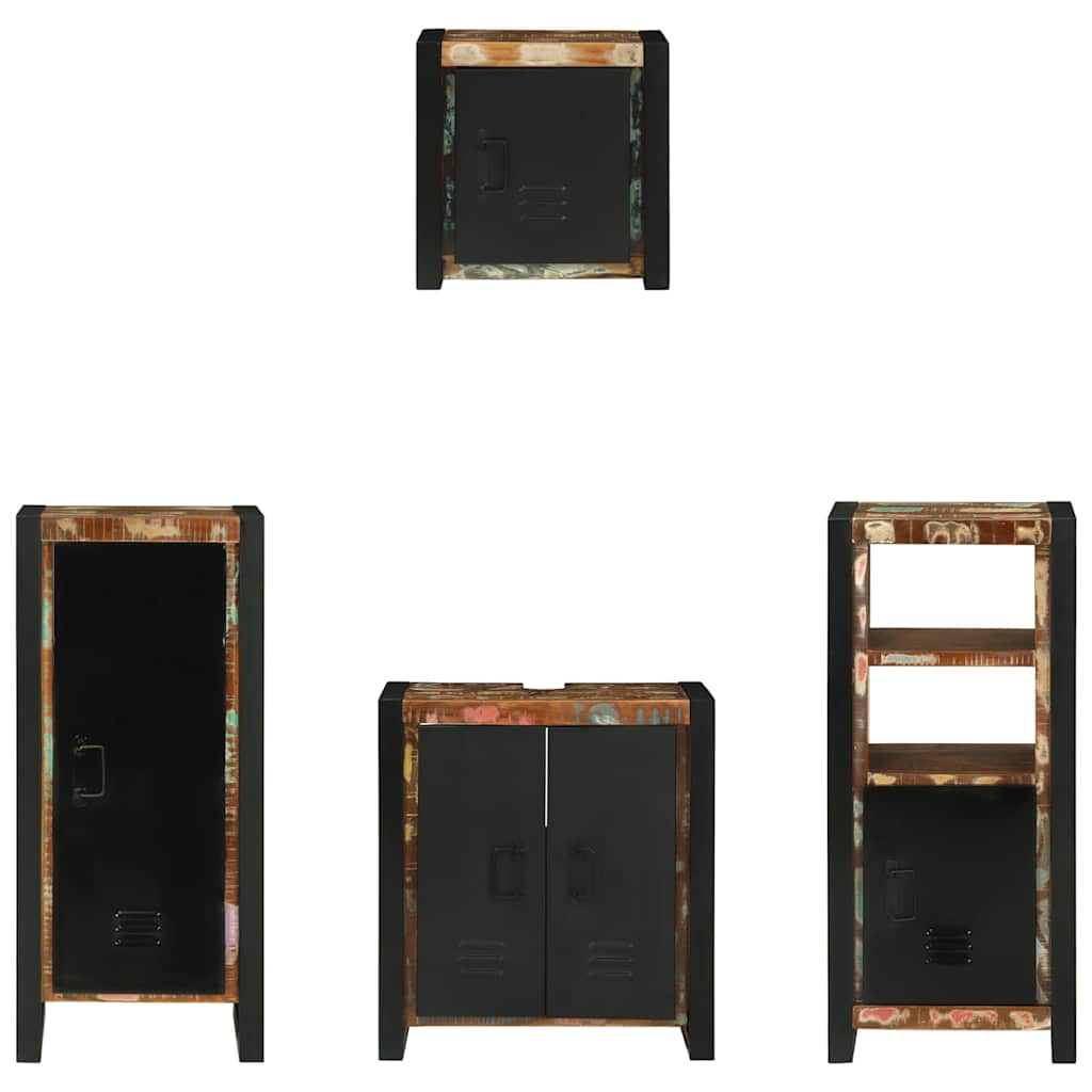 vidaXL Bathroom Furniture Set with Drawer 4 pcs Solid Reclaim Wood
