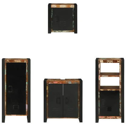 vidaXL Bathroom Furniture Set with Drawer 4 pcs Solid Reclaim Wood