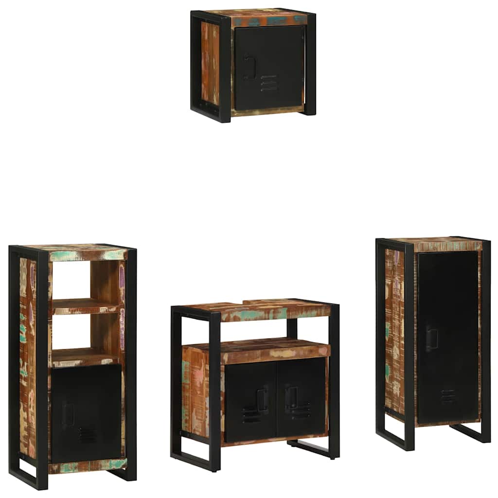 vidaXL Bathroom Furniture Set with Drawer 4 pcs Solid Reclaim Wood