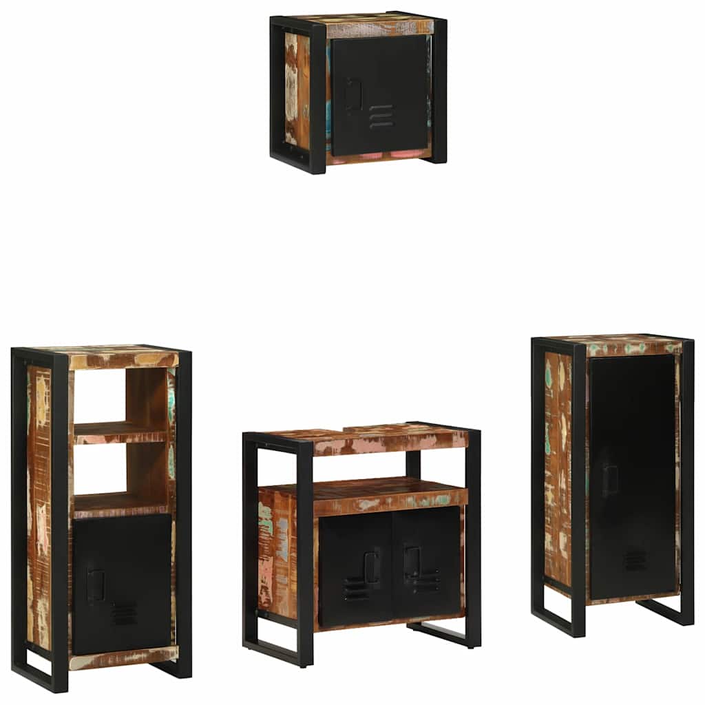 vidaXL Bathroom Furniture Set with Drawer 4 pcs Solid Reclaim Wood