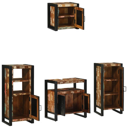 vidaXL Bathroom Furniture Set with Drawer 4 pcs Solid Reclaim Wood