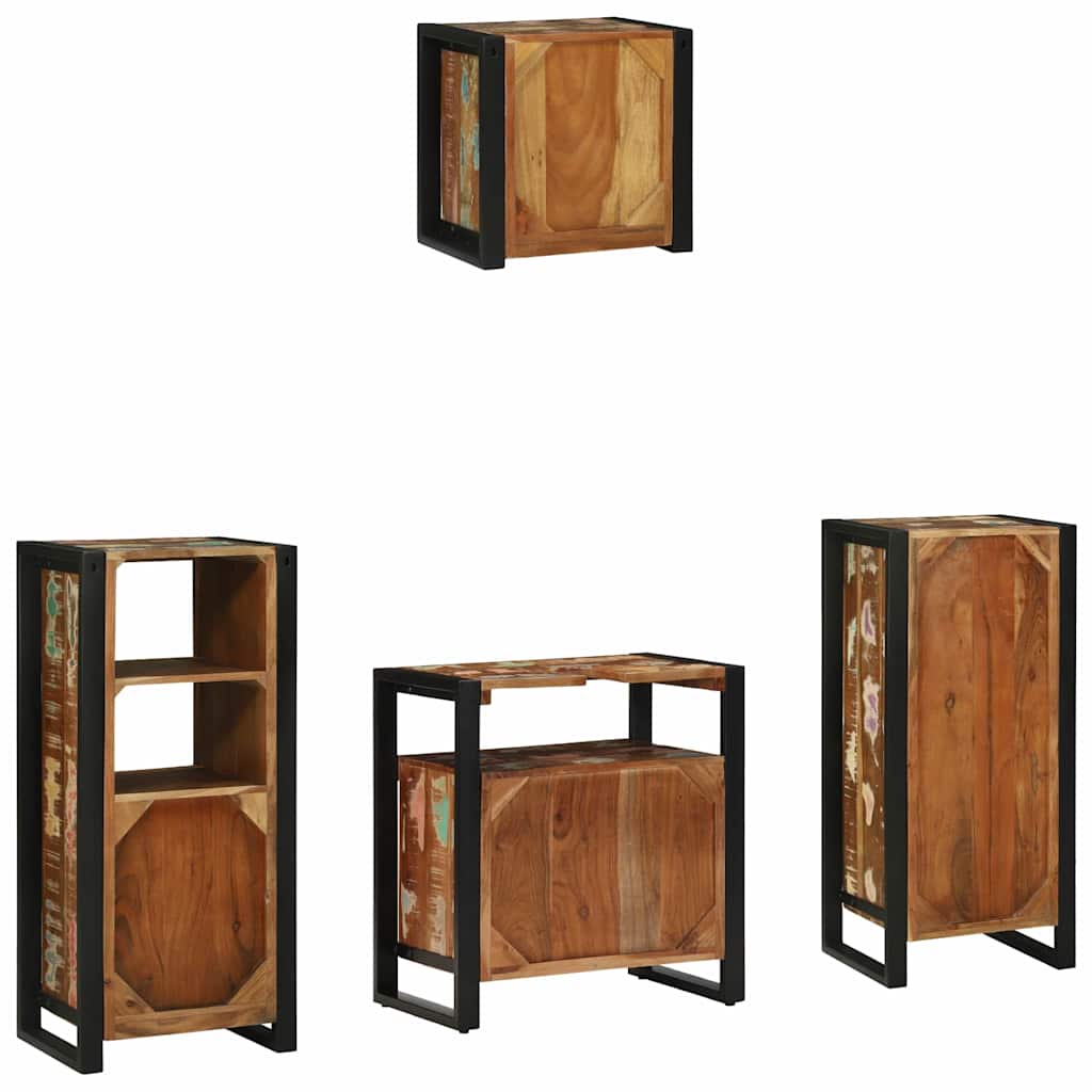 vidaXL Bathroom Furniture Set with Drawer 4 pcs Solid Reclaim Wood