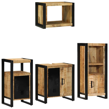 vidaXL Bathroom Furniture Set 4 pcs Brown and Black Solid Mango Wood