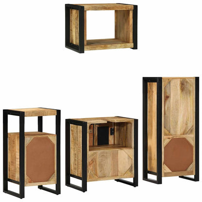 vidaXL Bathroom Furniture Set 4 pcs Brown and Black Solid Mango Wood