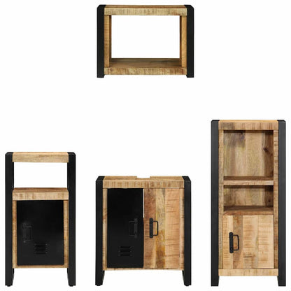 vidaXL Bathroom Furniture Set 4 pcs Brown and Black Solid Mango Wood