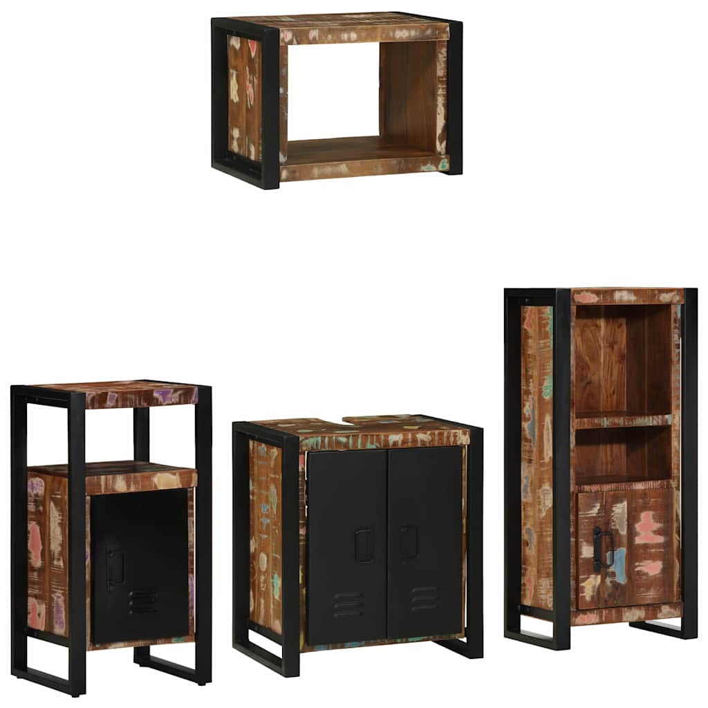 vidaXL Bathroom Furniture Set with Drawer 4 pcs Solid Reclaim Wood