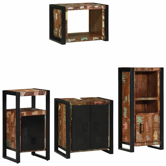vidaXL Bathroom Furniture Set with Drawer 4 pcs Solid Reclaim Wood