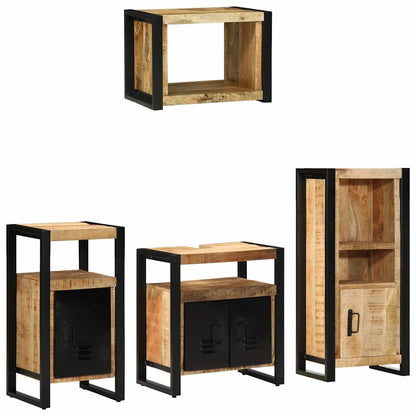 vidaXL Bathroom Furniture Set 4 pcs Brown and Black Solid Mango Wood