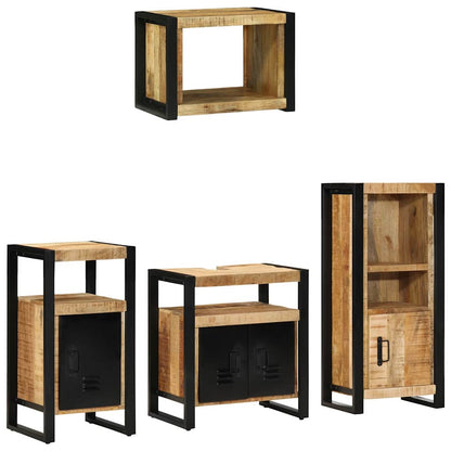 vidaXL Bathroom Furniture Set 4 pcs Brown and Black Solid Mango Wood