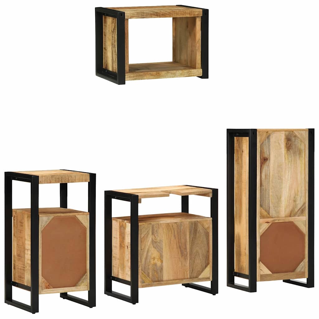 vidaXL Bathroom Furniture Set 4 pcs Brown and Black Solid Mango Wood