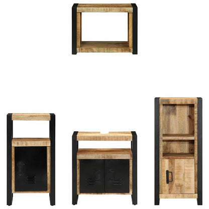 vidaXL Bathroom Furniture Set 4 pcs Brown and Black Solid Mango Wood