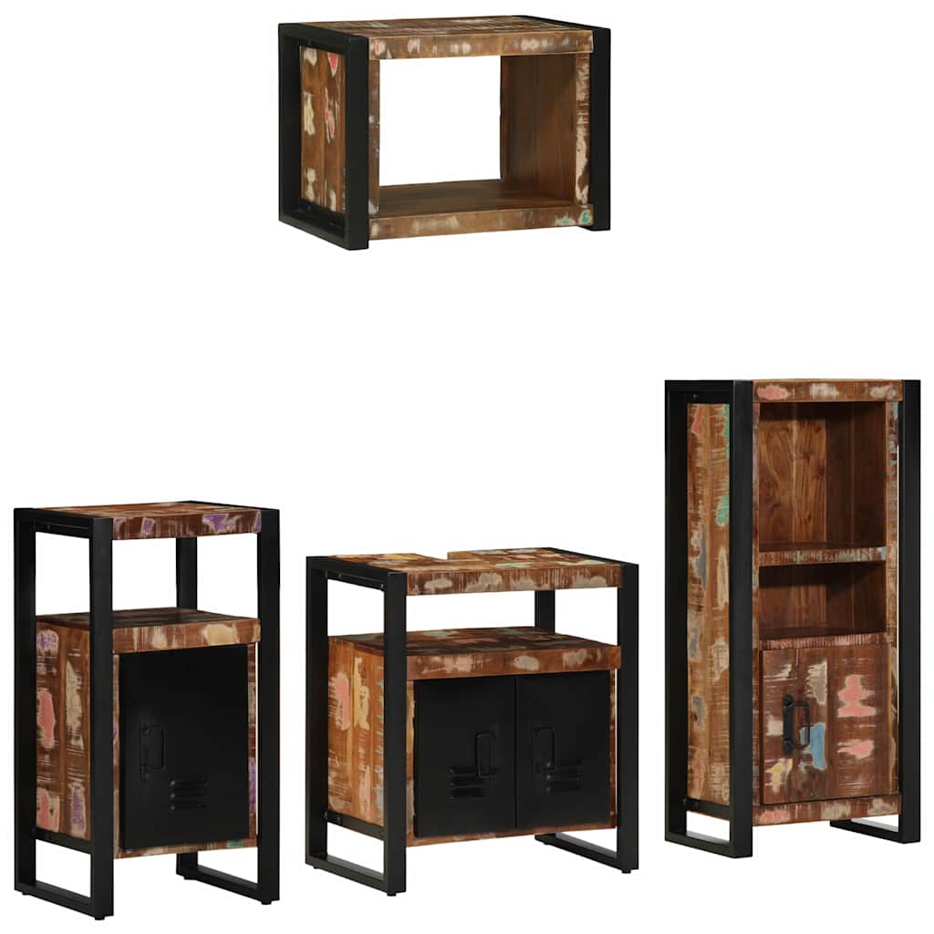 vidaXL Bathroom Furniture Set with Drawer 4 pcs Solid Reclaim Wood