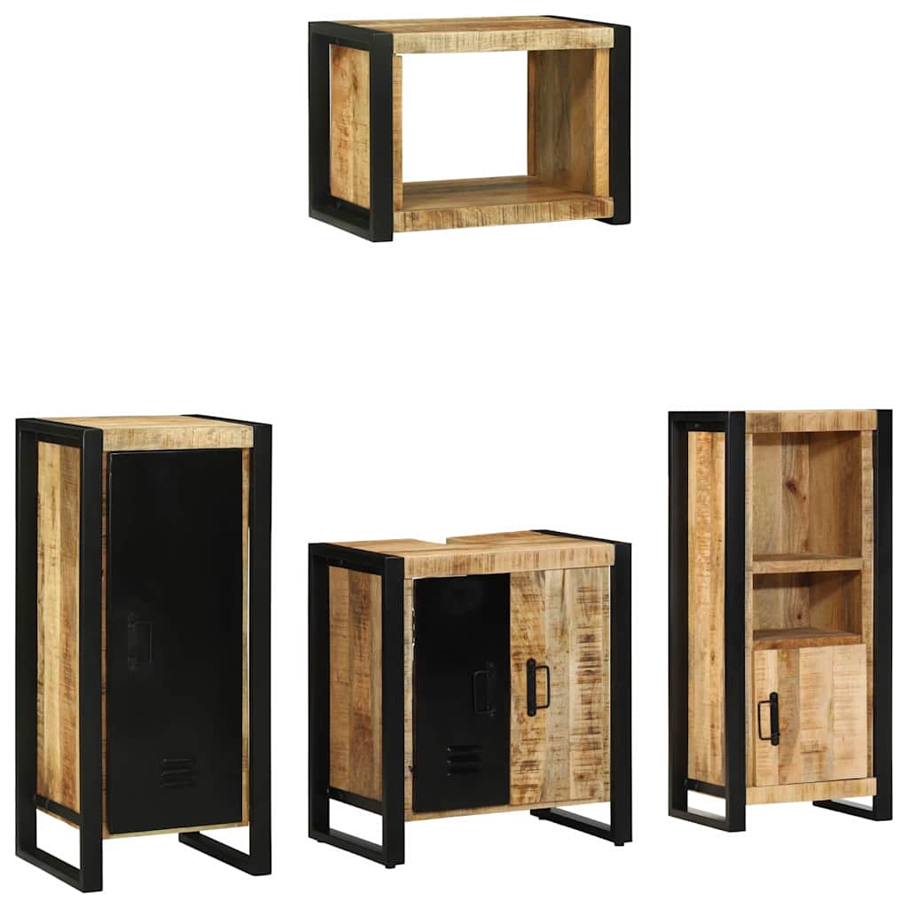vidaXL Bathroom Furniture Set 4 pcs Brown and Black Solid Mango Wood