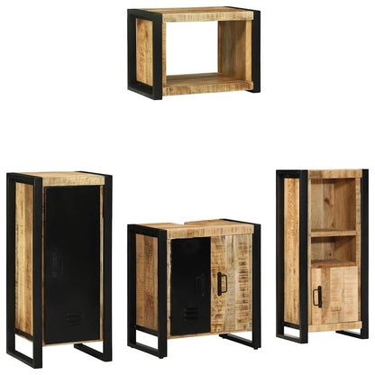 vidaXL Bathroom Furniture Set 4 pcs Brown and Black Solid Mango Wood