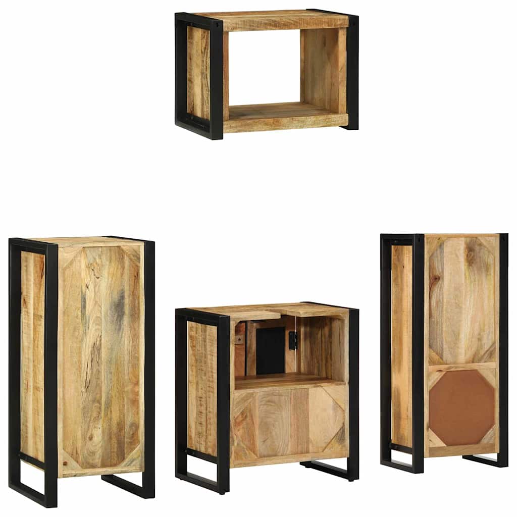 vidaXL Bathroom Furniture Set 4 pcs Brown and Black Solid Mango Wood