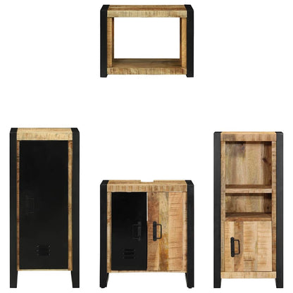vidaXL Bathroom Furniture Set 4 pcs Brown and Black Solid Mango Wood