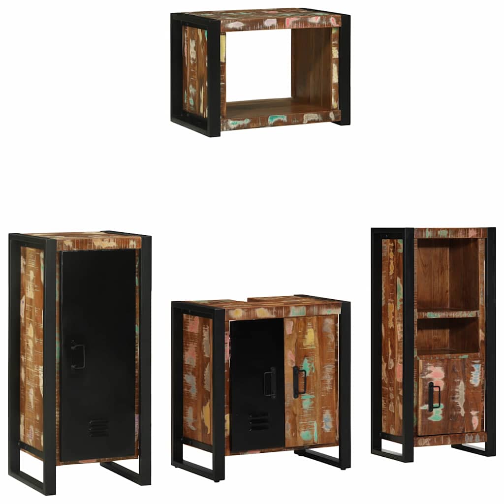 vidaXL Bathroom Furniture Set with Drawer 4 pcs Solid Reclaim Wood