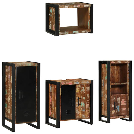 vidaXL Bathroom Furniture Set with Drawer 4 pcs Solid Reclaim Wood