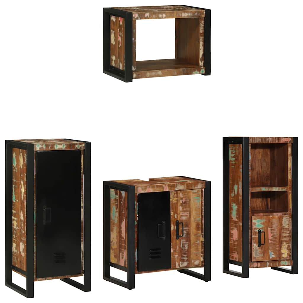 vidaXL Bathroom Furniture Set with Drawer 4 pcs Solid Reclaim Wood