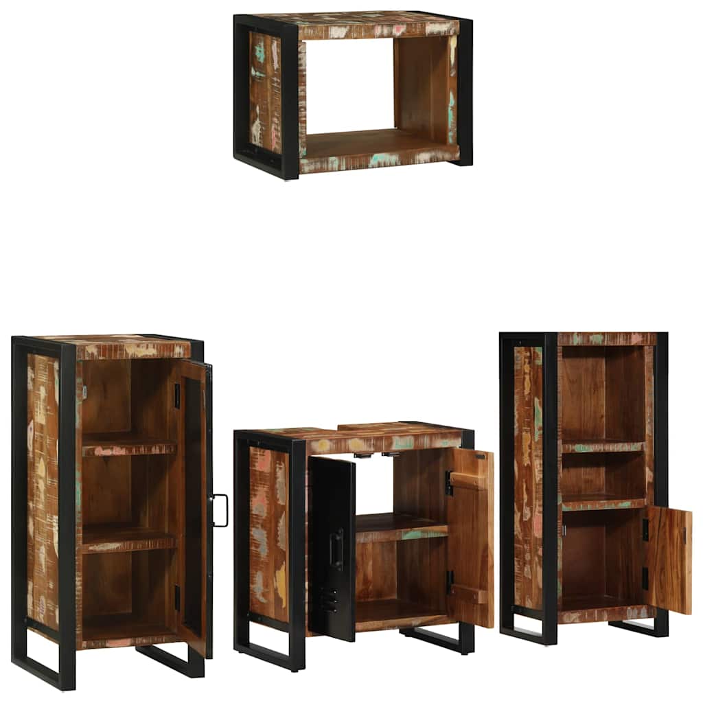 vidaXL Bathroom Furniture Set with Drawer 4 pcs Solid Reclaim Wood