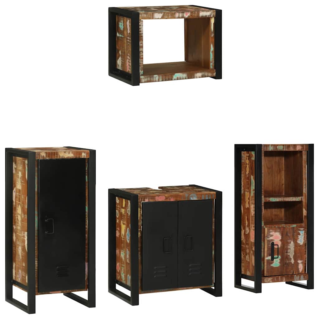 vidaXL Bathroom Furniture Set with Drawer 4 pcs Solid Reclaim Wood