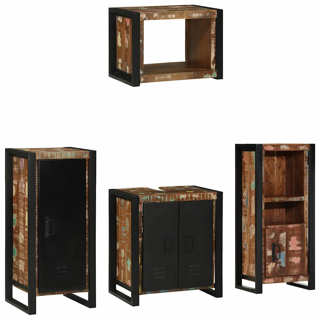 vidaXL Bathroom Furniture Set with Drawer 4 pcs Solid Reclaim Wood