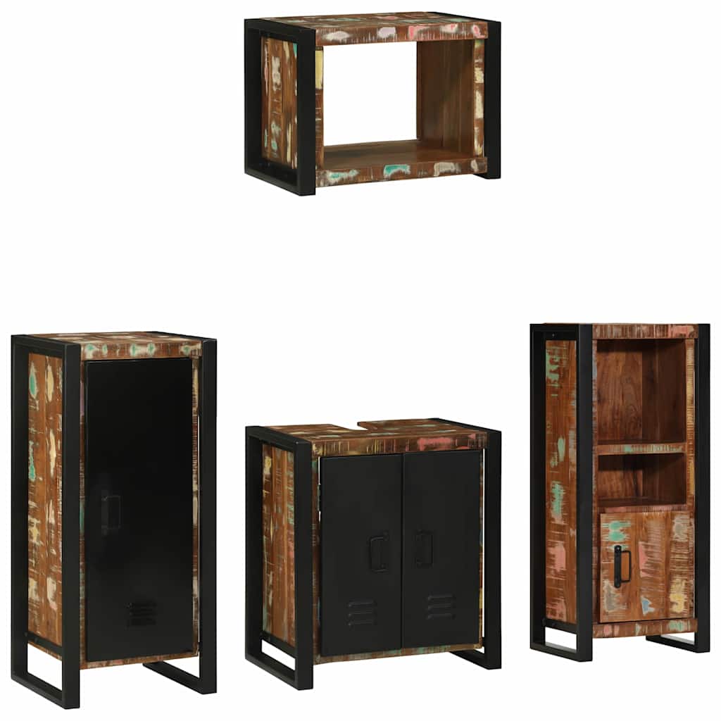 vidaXL Bathroom Furniture Set with Drawer 4 pcs Solid Reclaim Wood