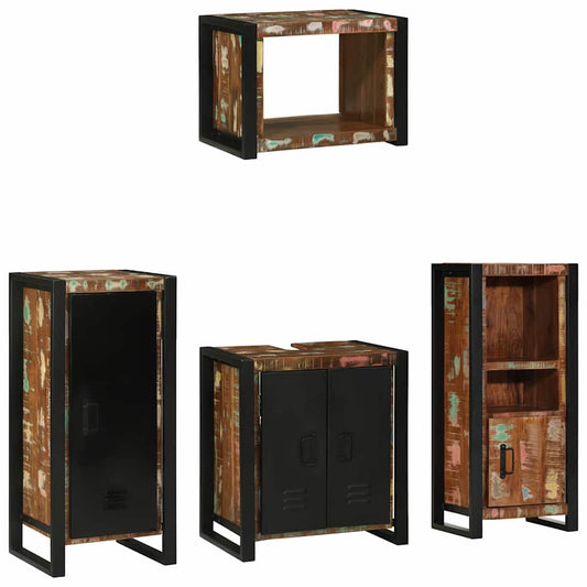 vidaXL Bathroom Furniture Set with Drawer 4 pcs Solid Reclaim Wood