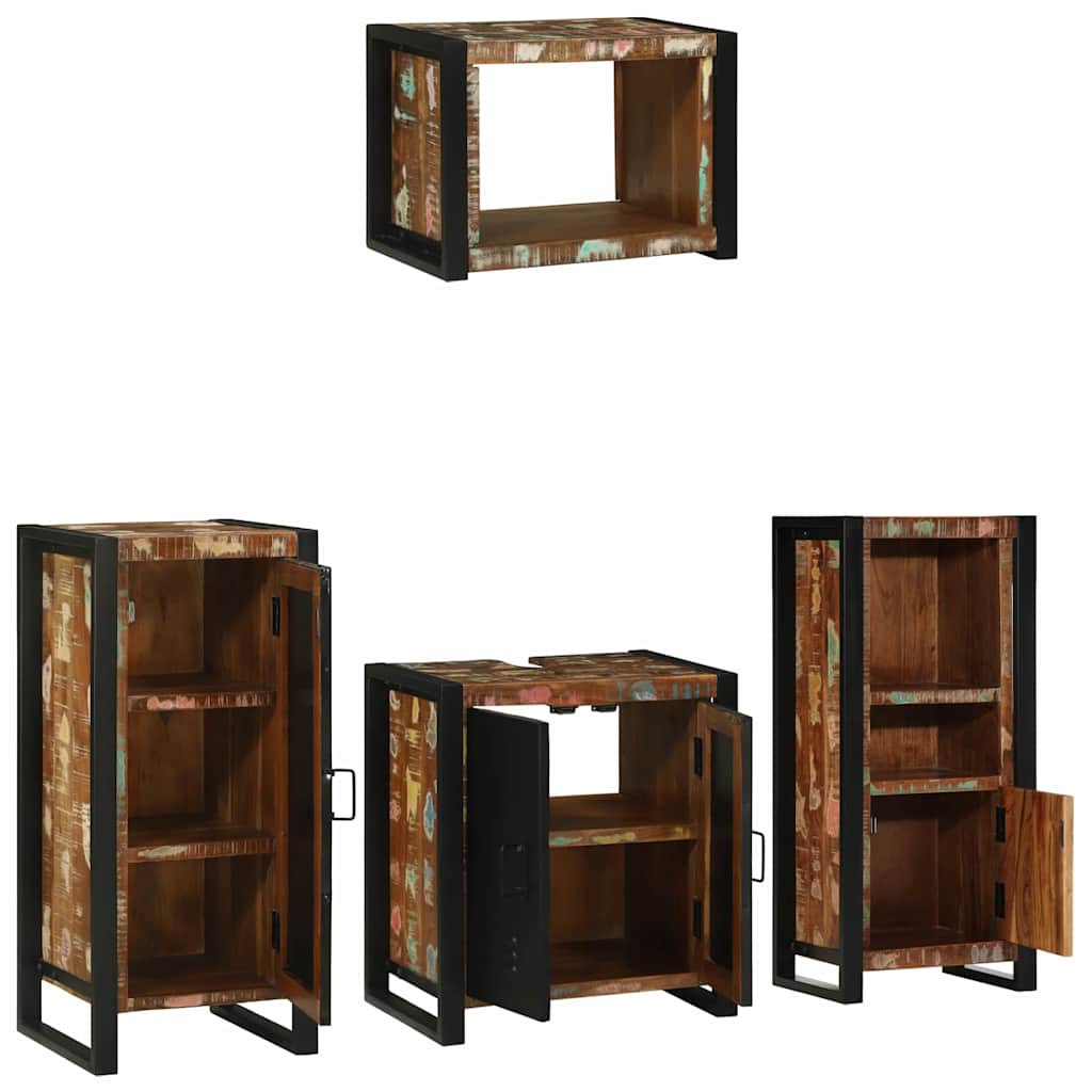 vidaXL Bathroom Furniture Set with Drawer 4 pcs Solid Reclaim Wood