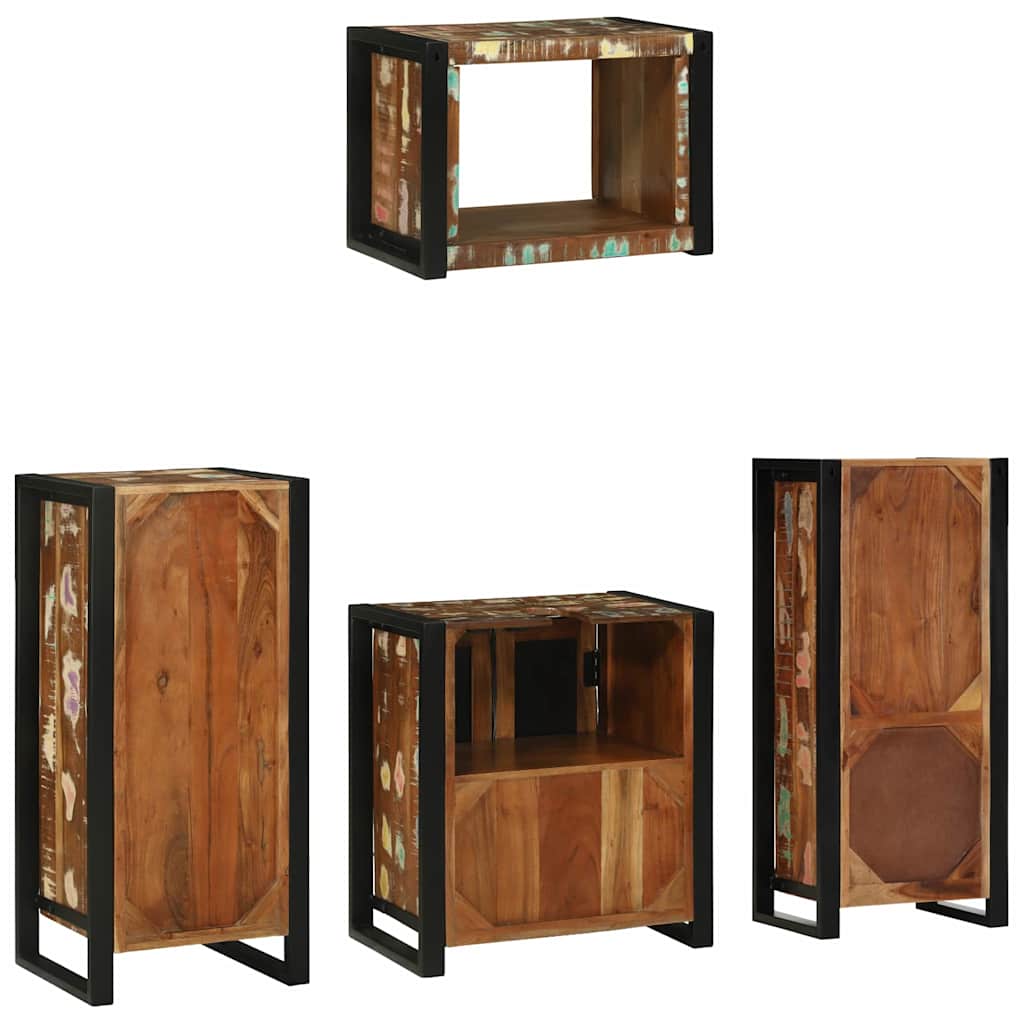 vidaXL Bathroom Furniture Set with Drawer 4 pcs Solid Reclaim Wood