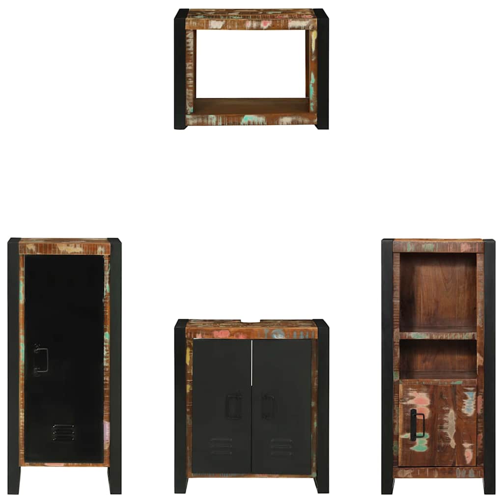 vidaXL Bathroom Furniture Set with Drawer 4 pcs Solid Reclaim Wood