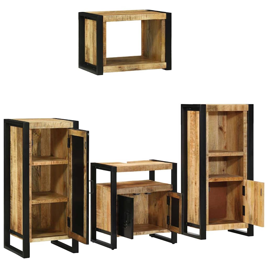 vidaXL Bathroom Furniture Set 4 pcs Brown and Black Solid Mango Wood