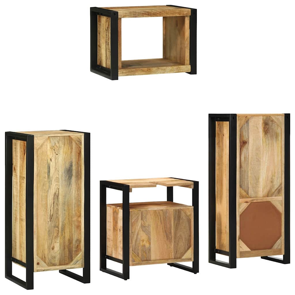 vidaXL Bathroom Furniture Set 4 pcs Brown and Black Solid Mango Wood