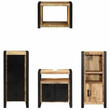 vidaXL Bathroom Furniture Set 4 pcs Brown and Black Solid Mango Wood