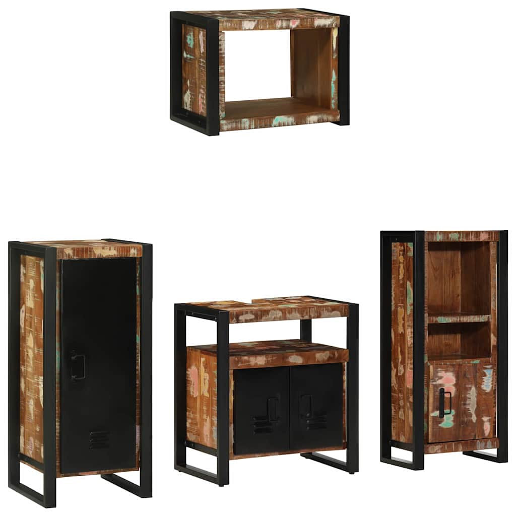 vidaXL Bathroom Furniture Set with Drawer 4 pcs Solid Reclaim Wood