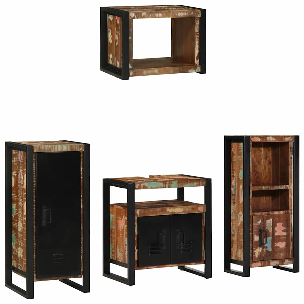 vidaXL Bathroom Furniture Set with Drawer 4 pcs Solid Reclaim Wood